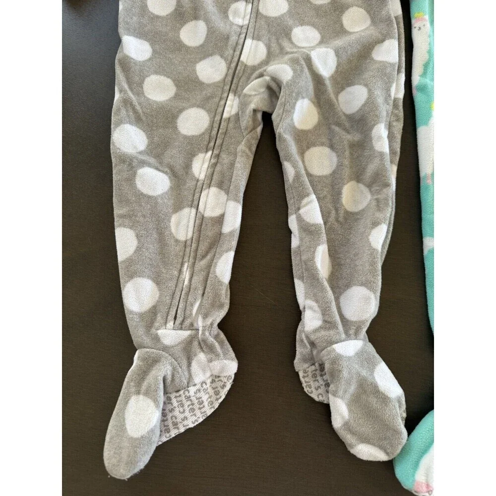 Baby Girl Bundle 2 rompers footed warm cozy size 18M Carters pjs